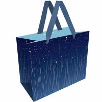 Пакет подарочный 18*23*10см MESHU "Star rain" фольга матовая ламинация /Рельеф