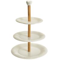 Этажерка "SCANDI" 3-х ярусная фарфоровая с бамбуковым стержнем AK1-0045 /12шт/ Alpenkok 