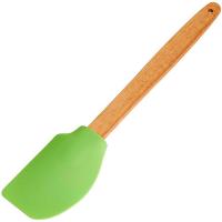Лопатка кулинарная 29,5*5,5см силикон ручка дерево зеленый AK-6080S /200шт/ Alpenkok 