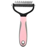 Колтунорез с металлическим гребнем L 17,7х9,5см Щ-4 розовый