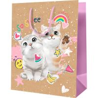 Пакет подарочный 26*32*12см "Милые котята"  крафт MESHU/MS_52269/Рельеф