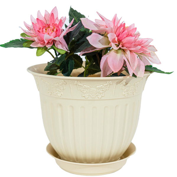 Цветочный горшок Виноград 1,6л кремовый с поддоном 5PL0144 