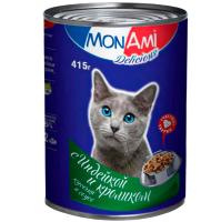 Кошки МонАми 415г индейка/кролик соус ж/б 12шт/2200 ЧЗ