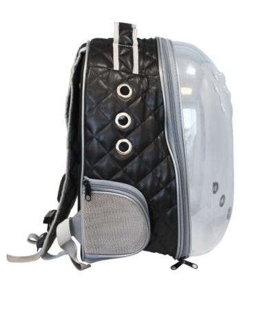 Рюкзак-переноска д/животн.с панор.видом вентил.отверст.28x33x41см иск.кожа черный/Рп033ч/Евро